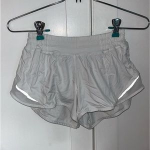 white lululemon hotty hot shorts, size 2